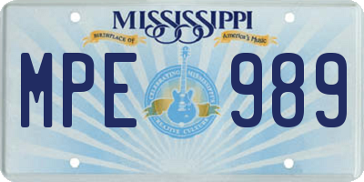 MS license plate MPE989