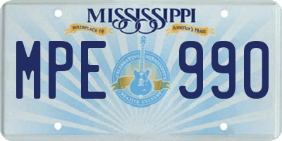 MS license plate MPE990