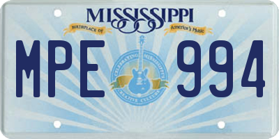 MS license plate MPE994