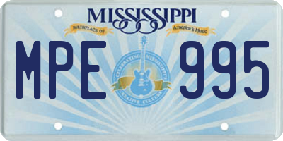 MS license plate MPE995