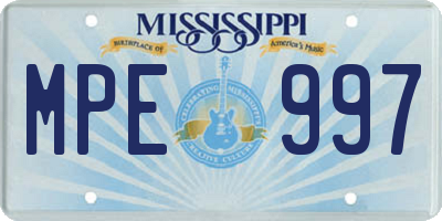MS license plate MPE997