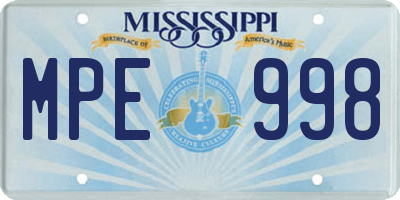 MS license plate MPE998