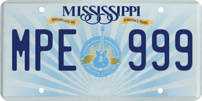 MS license plate MPE999