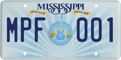 MS license plate MPF001
