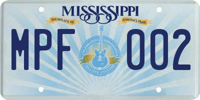MS license plate MPF002