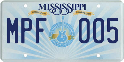 MS license plate MPF005