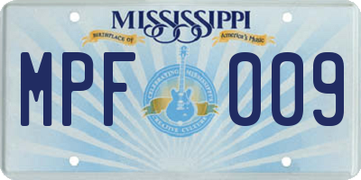 MS license plate MPF009
