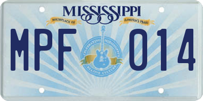 MS license plate MPF014