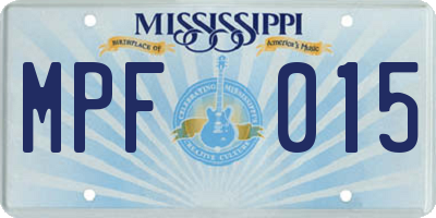MS license plate MPF015