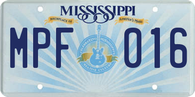 MS license plate MPF016