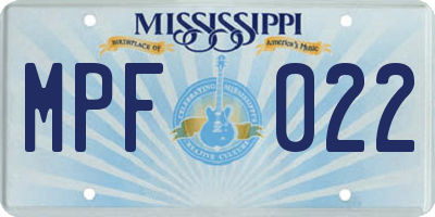 MS license plate MPF022