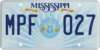 MS license plate MPF027