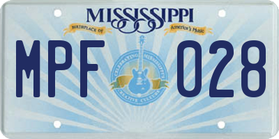MS license plate MPF028