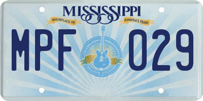 MS license plate MPF029