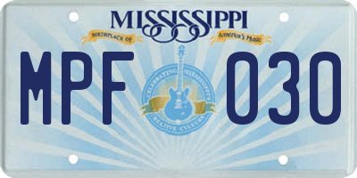 MS license plate MPF030