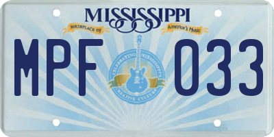 MS license plate MPF033
