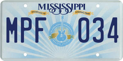 MS license plate MPF034