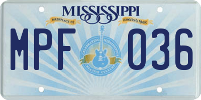 MS license plate MPF036
