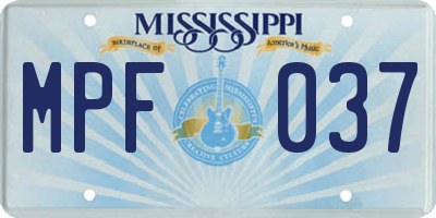 MS license plate MPF037