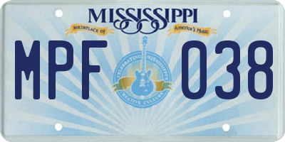 MS license plate MPF038