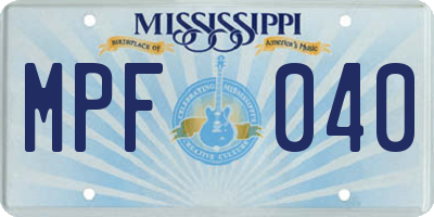 MS license plate MPF040