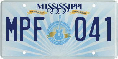 MS license plate MPF041