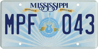 MS license plate MPF043