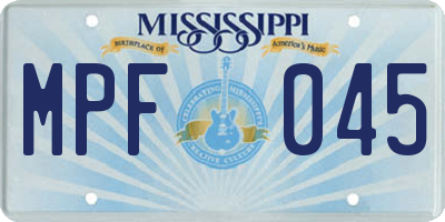 MS license plate MPF045