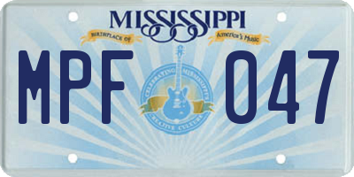 MS license plate MPF047