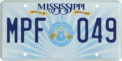 MS license plate MPF049