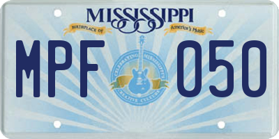 MS license plate MPF050