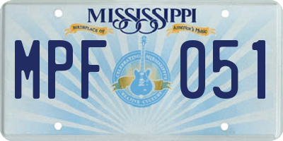 MS license plate MPF051