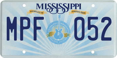 MS license plate MPF052