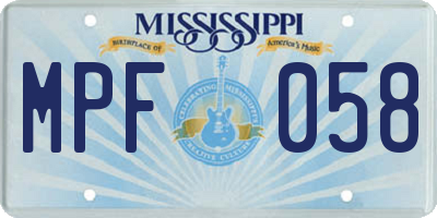 MS license plate MPF058