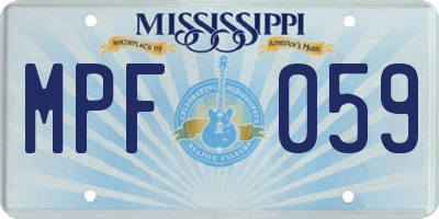 MS license plate MPF059