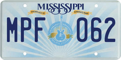 MS license plate MPF062