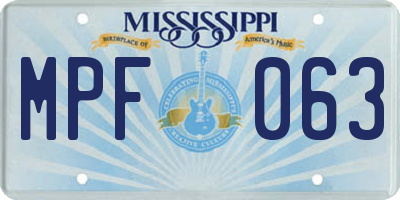 MS license plate MPF063