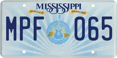 MS license plate MPF065
