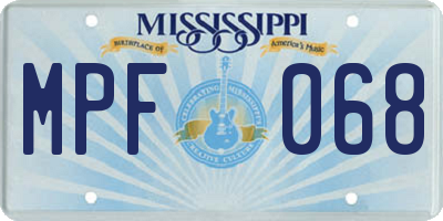 MS license plate MPF068