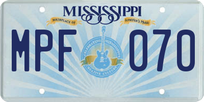 MS license plate MPF070
