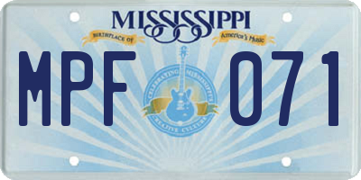 MS license plate MPF071