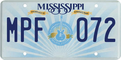 MS license plate MPF072