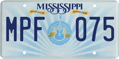 MS license plate MPF075