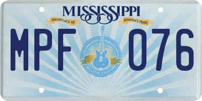 MS license plate MPF076