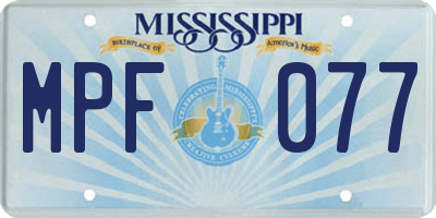 MS license plate MPF077