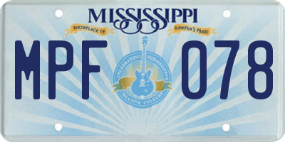 MS license plate MPF078