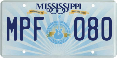 MS license plate MPF080