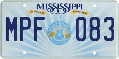 MS license plate MPF083