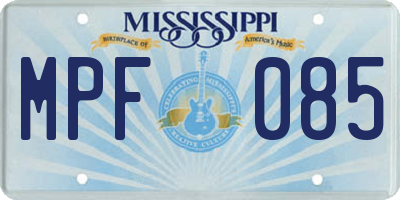 MS license plate MPF085
