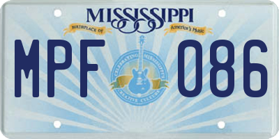 MS license plate MPF086